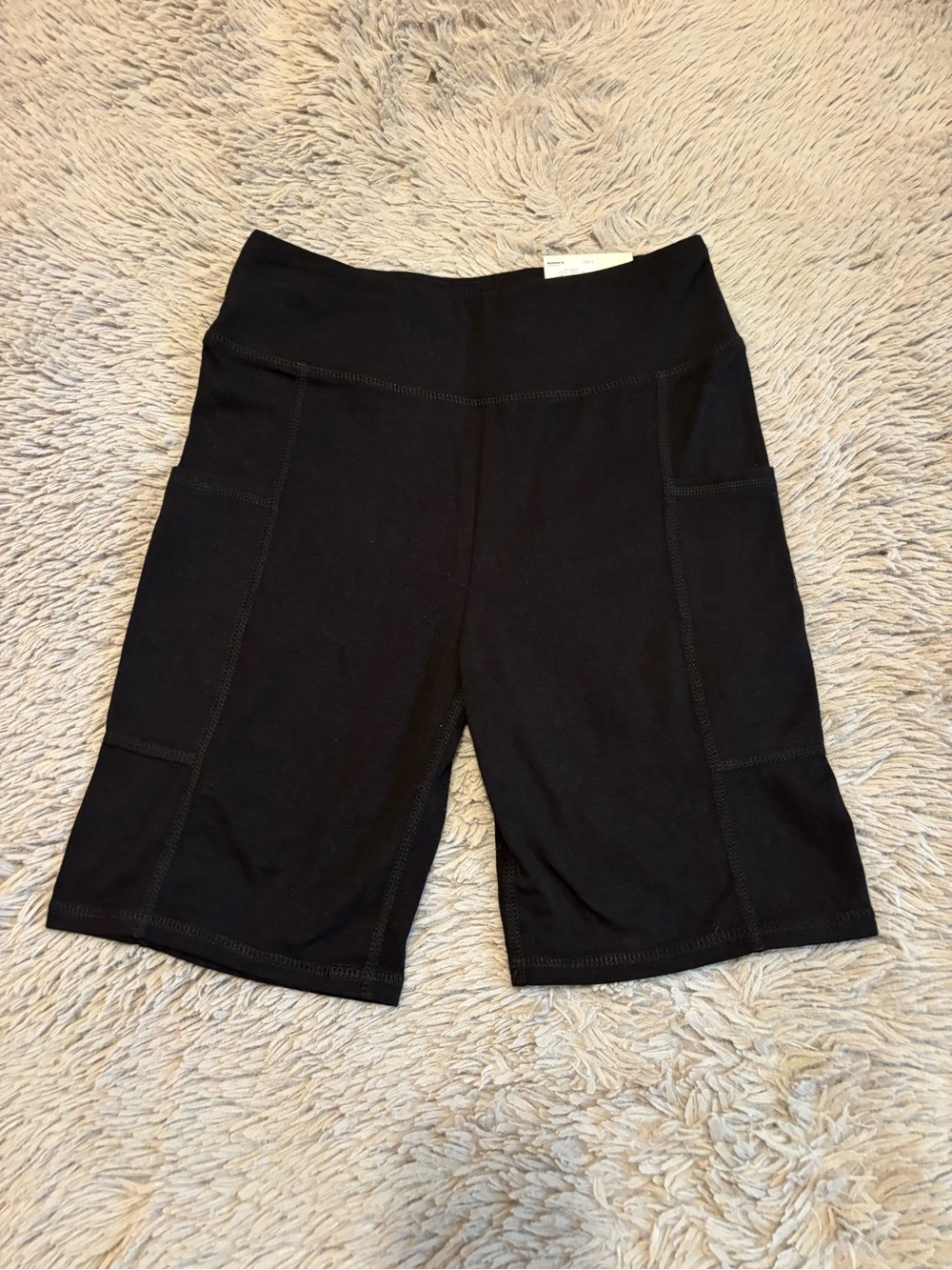 NWT SO Black Mid-Rise Lounge Lift Cotton Bike Shorts with Side Pockets Small